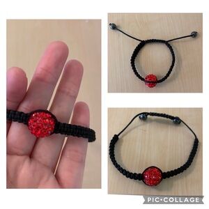 Black and Red Sparkly Bead Adjustable Bracelet-Valentine’s Day Christmas